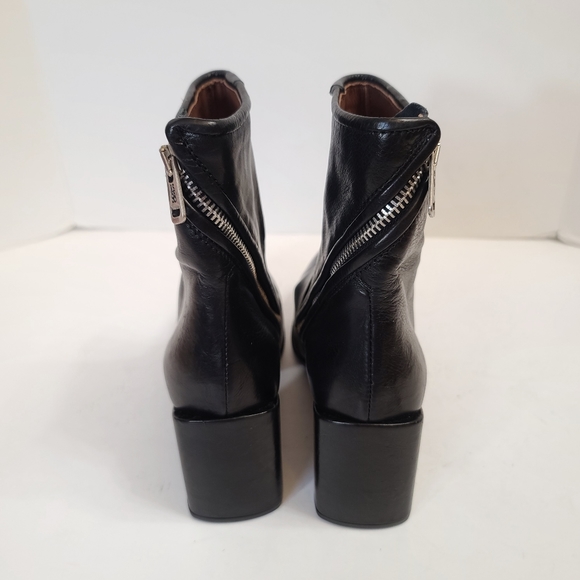 A.S.98 | Jase Asymmetric Zip Black Leather Booties Size 37 (6.5/7) - Picture 8 of 14